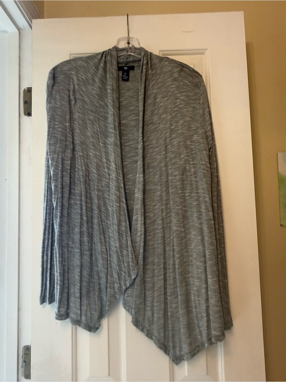 GAP Heather Gray Green Open-Front Draped Cardigan - Picture 2 of 6